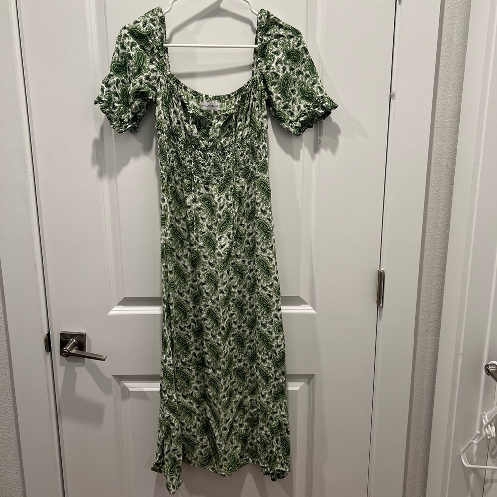 Faithfull the Brand Green Paisley Midi Dress